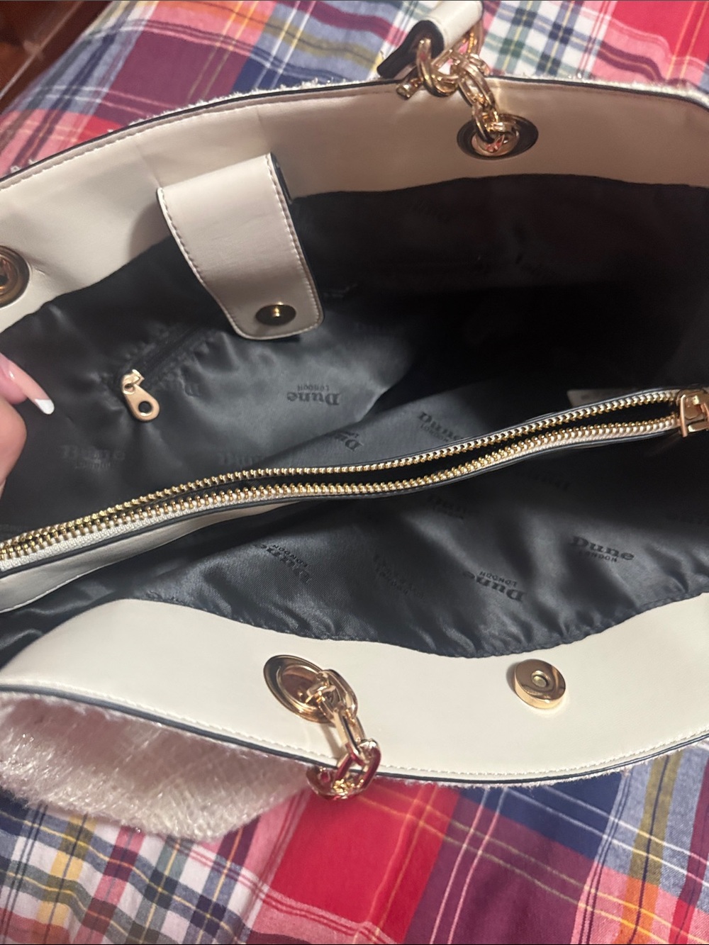 Dune London Cream Woven Tote with Gold Hardware - Picture 3 of 9